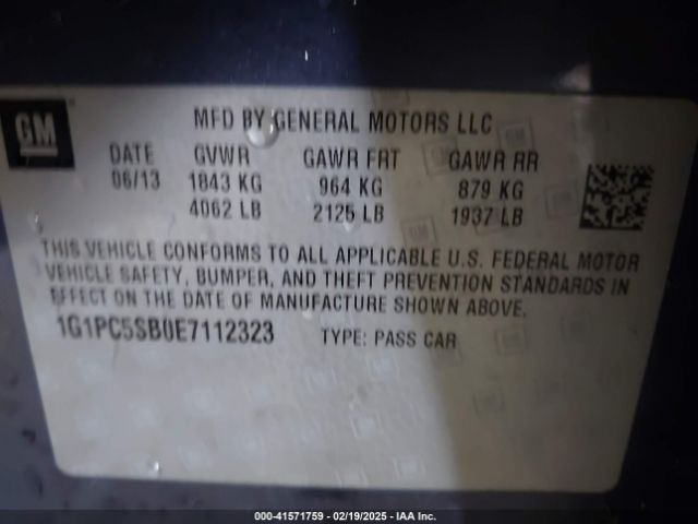 1G1PC5SB0E7112323 Chevrolet Cruze 1lt Auto