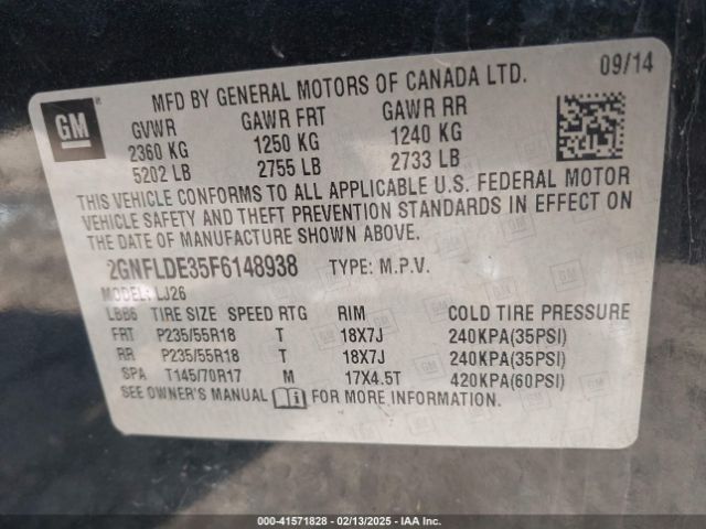 2GNFLDE35F6148938 Chevrolet Equinox Ltz