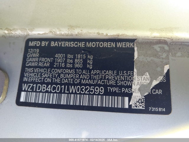 WZ1DB4C01LW032599 Toyota Gr Supra 3.0 Premium