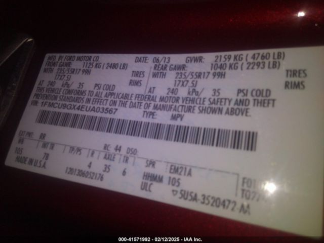1FMCU9GX4EUA03567 Ford ESCAPE SE