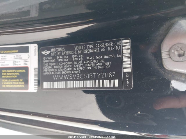 2011 MINI COOPER S WMWSV3C51BTY21187 Photo 8