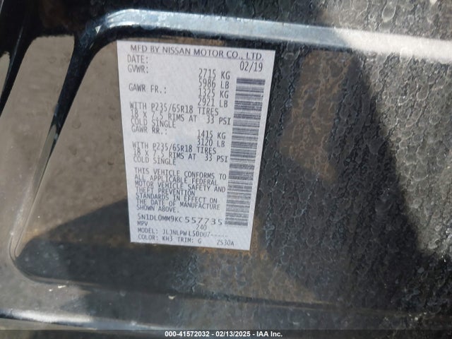 5N1DL0MM9KC557735 Infiniti QX60