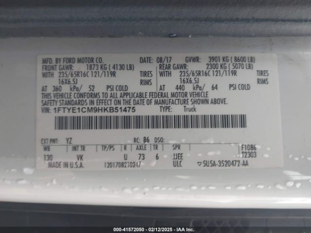 1FTYE1CM9HKB51475 Ford Transit-150