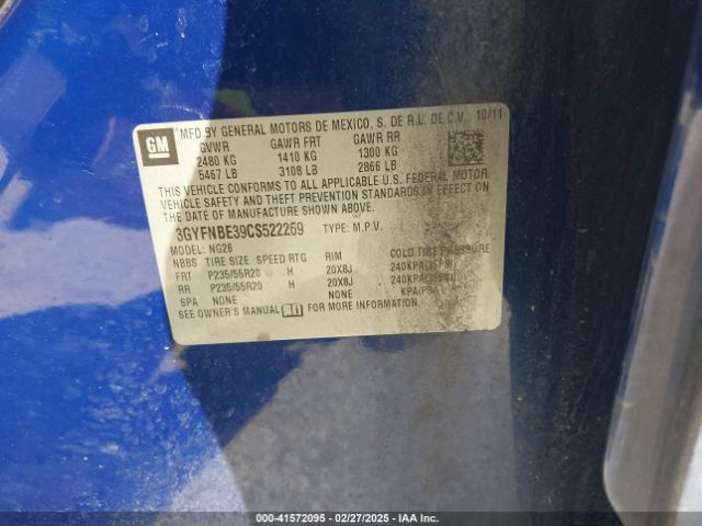 2012 CADILLAC SRX 3GYFNBE39CS522269 Photo 8