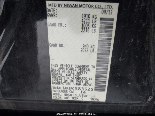 1N4AL3AP3FC583525 Nissan Altima 2.5 S