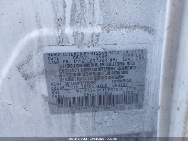 3N1AB7APXHY385896 Nissan SENTRA SV