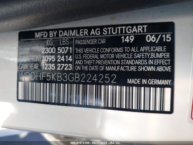 WDDHF5KB3GB224252 Mercedes-Benz E 350