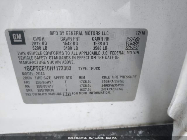 1GCPTCE10H1172303 Chevrolet Colorado Lt