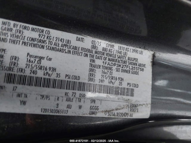 Ford FOCUS SE 2015 1FADP3K27FL256758 Image 9