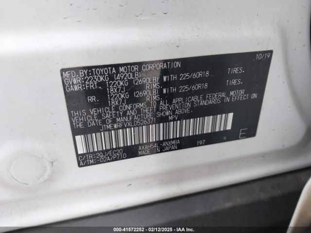 JTMEWRFVXLD526371 Toyota Rav4 Hybrid Xse