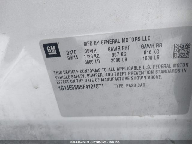 1G1JE5SB5F4121571 Chevrolet Sonic Ltz Auto