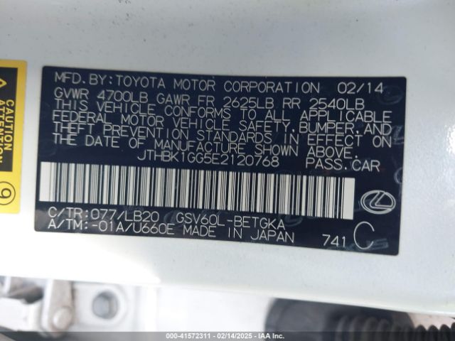 JTHBK1GG5E2120768 Lexus ES 350