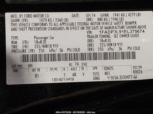 1FADP3L91EL375674 Ford FOCUS ST