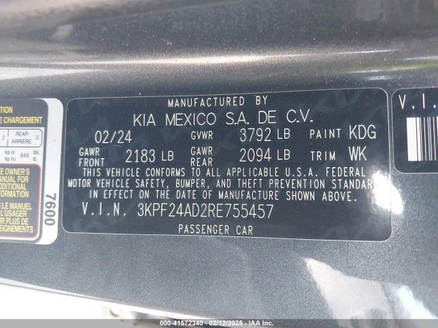 3KPF24AD2RE755457 KIA FORTE LX