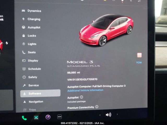 5YJ3E1EA2LF705670 Tesla Model 3 Standard Range Plus Rear-wheel Drive/standard Range Rear-wheel Drive