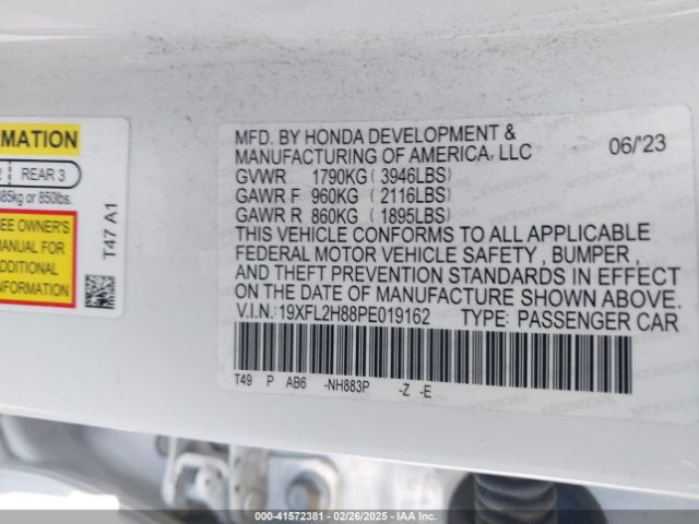 19XFL2H88PE019162 Honda Civic Sport