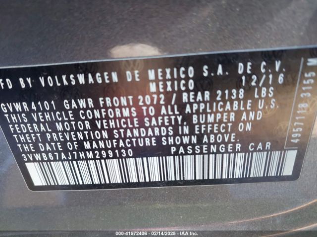 3VWB67AJ7HM299130 Volkswagen Jetta 1.4t Se