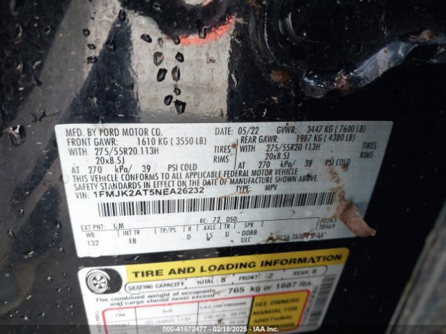 1FMJK2AT5NEA26232 Ford Expedition Limited Max