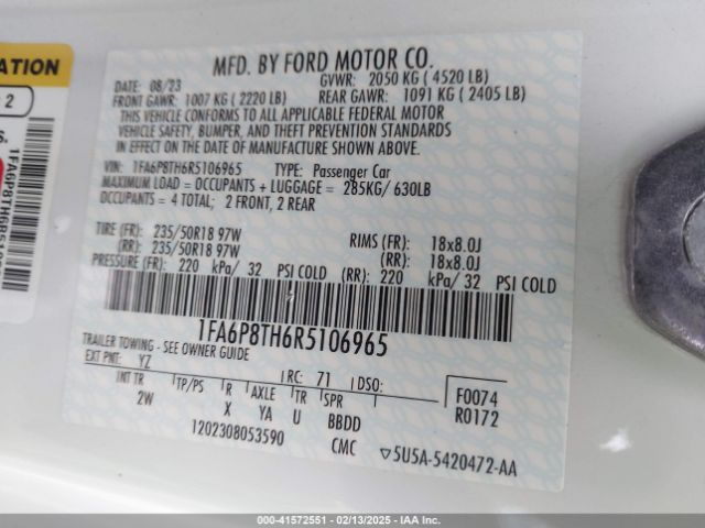 1FA6P8TH6R5106965 Ford Mustang Ecoboost Fastback