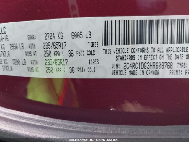 2C4RC1DG3HR608768 Chrysler Pacifica Touring