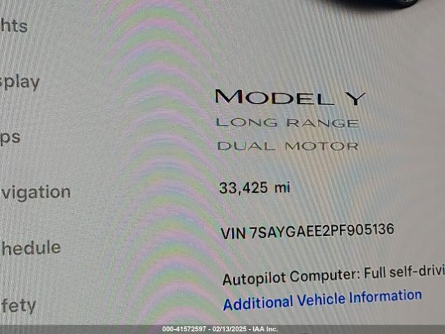 7SAYGAEE2PF905136 Tesla Model Y Awd/long Range Dual Motor All-wheel Drive