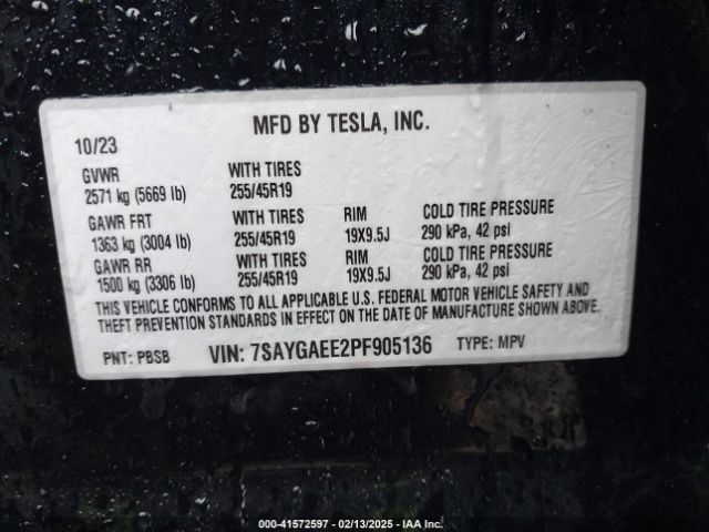 7SAYGAEE2PF905136 Tesla Model Y Awd/long Range Dual Motor All-wheel Drive