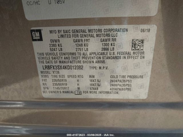 LRBFX3SX4KD012082 Buick Envision Awd Premium I