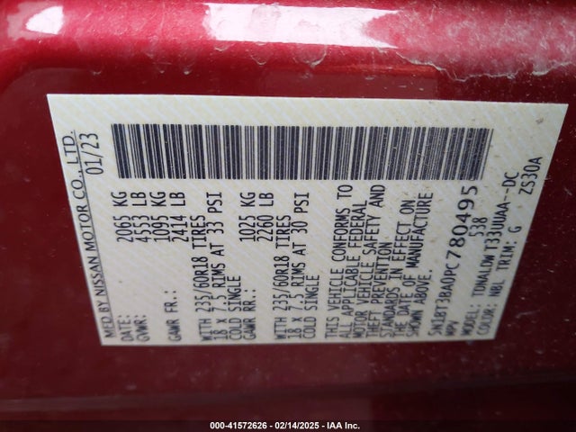 5N1BT3BA0PC780495 Nissan Rogue Sv Fwd
