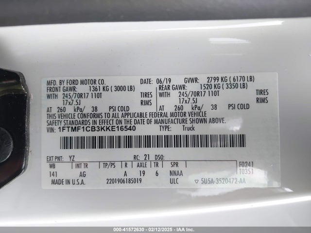 Ford F-150 Xl 2019 1FTMF1CB3KKE16540 Image 9
