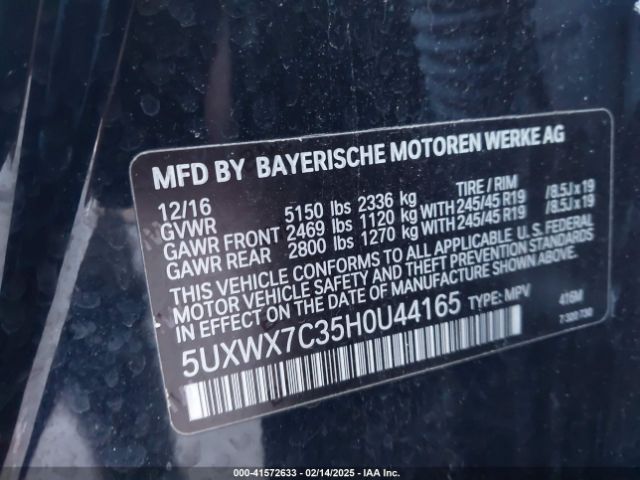 2017 BMW X3 5UXWX7C35H0U44165 Photo 8