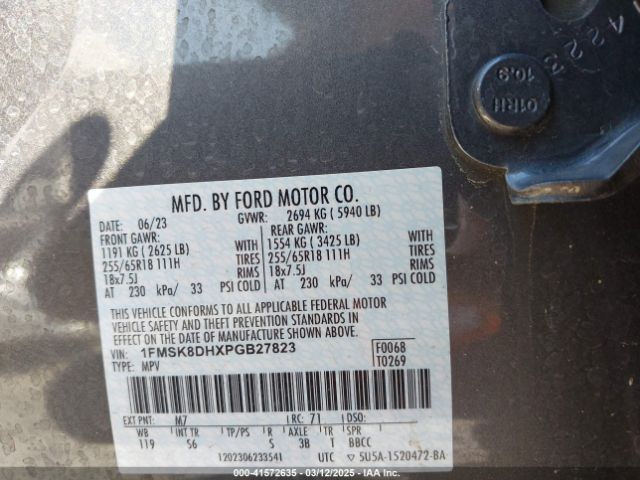 1FMSK8DHXPGB27823 Ford EXPLORER XLT