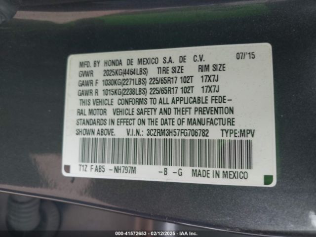 3CZRM3H57FG706782 Honda CR-V EX