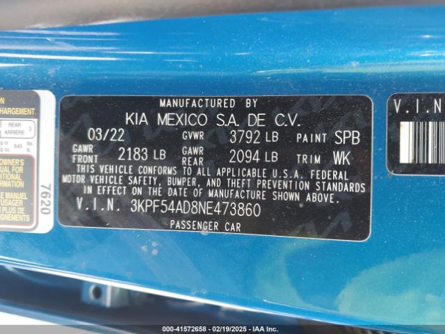 3KPF54AD8NE473860 KIA Forte Gt-line