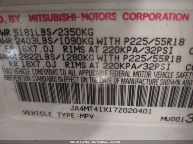 2007 MITSUBISHI OUTLANDER JA4MT41X17Z020401 Photo 8