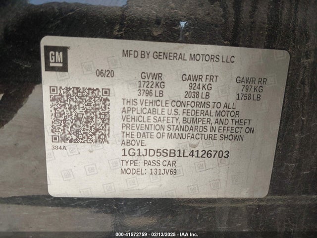 1G1JD5SB1L4126703 Chevrolet Sonic Fwd  Lt