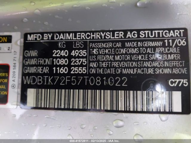 2007 MERCEDES-BENZ CLK 550 WDBTK72F57T081022 Photo 8