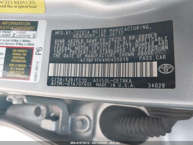 4T1BF1FK4HU455018 Toyota CAMRY LE
