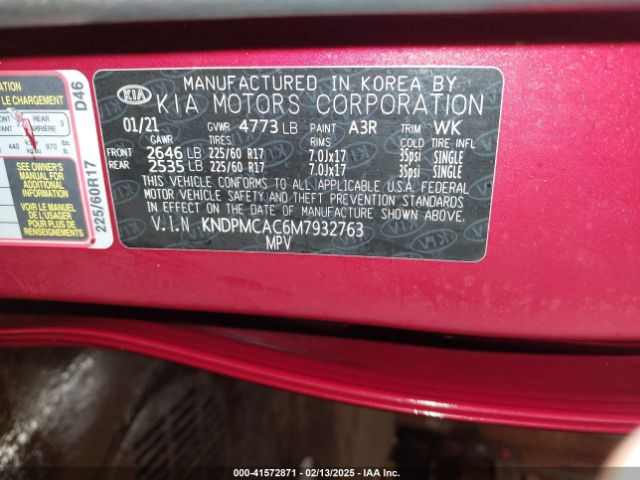 KNDPMCAC6M7932763 KIA Sportage Lx