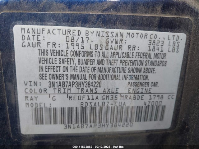 Nissan SENTRA S 2017 3N1AB7AP3HY384220 Image 9