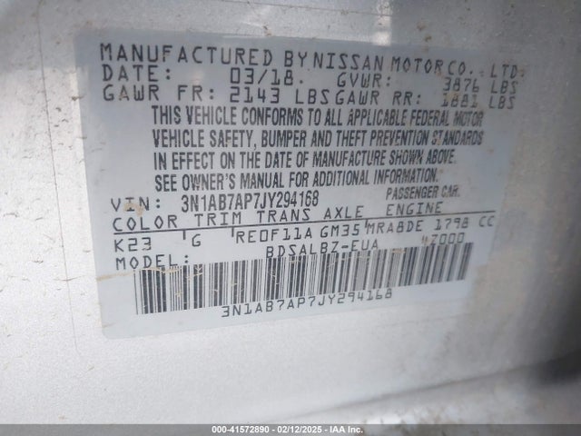 Nissan SENTRA S 2018 3N1AB7AP7JY294168 Image 9
