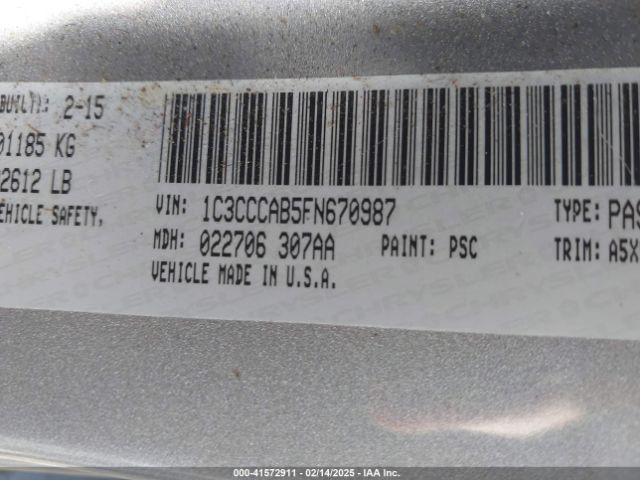 2015 CHRYSLER 200 1C3CCCAB5FN670987 Photo 8