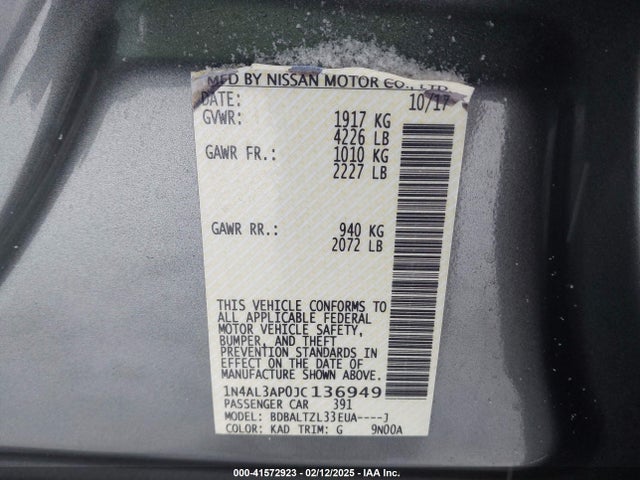 1N4AL3AP0JC136949 Nissan Altima 2.5 Sl