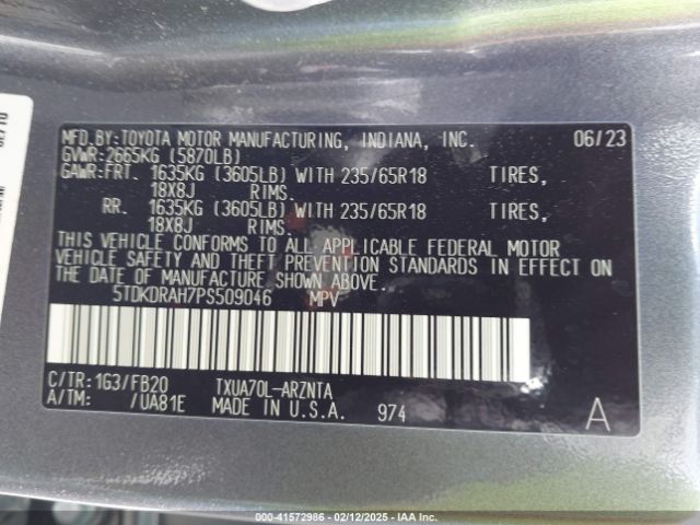 5TDKDRAH7PS509046 Toyota Highlander Le