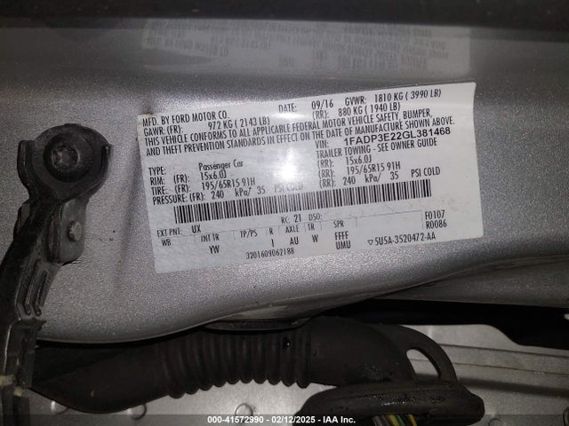 Ford FOCUS S 2016 1FADP3E22GL381468 Image 9