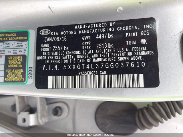 KIA Optima Lx 2016 5XXGT4L37GG037610 Image 9