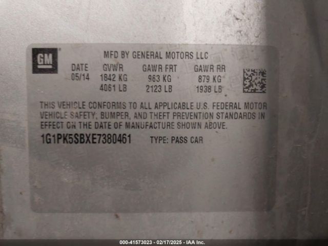 1G1PK5SBXE7380461 Chevrolet CRUZE LT