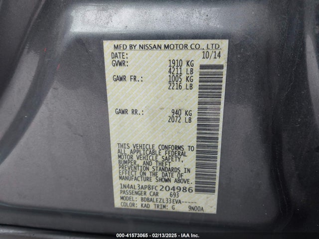 Nissan Altima 2015 1N4AL3AP8FC204986 Image 21