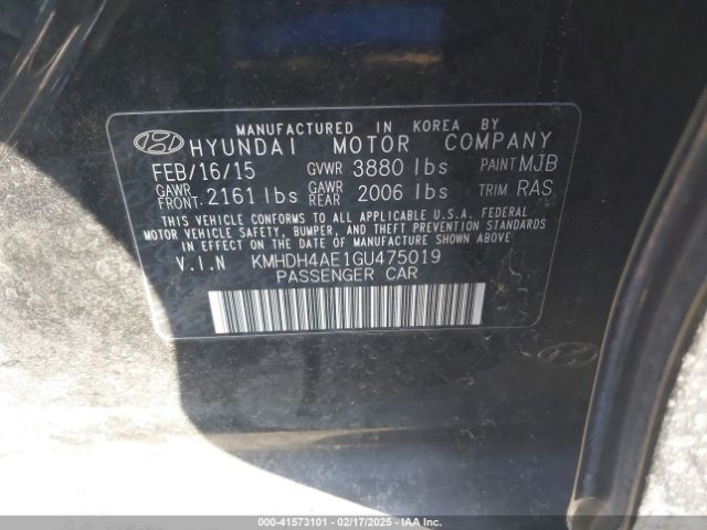 KMHDH4AE1GU475019 Hyundai ELANTRA SE