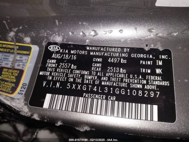 5XXGT4L31GG108297 KIA Optima Lx