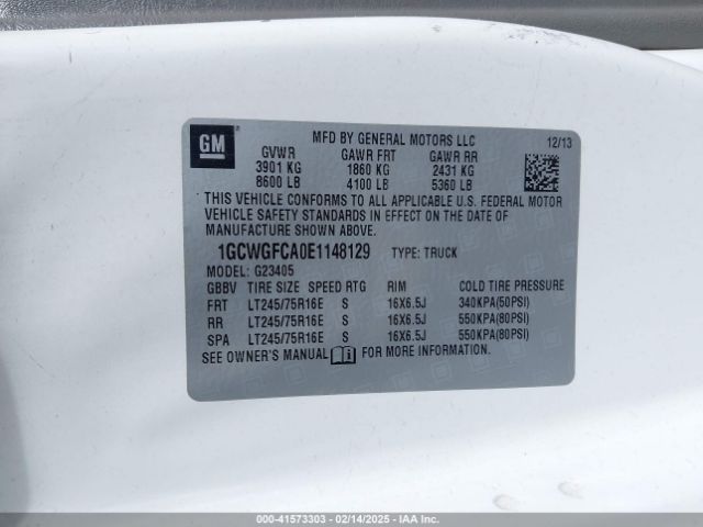 1GCWGFCA0E1148129 Chevrolet Express 2500 Work Van